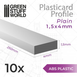 ABS Plasticard - Profile PLAIN 4mm | Flat Profiles