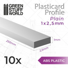 Perfil Plasticard TIRAS PLANAS 2.5mm Perfiles Planos