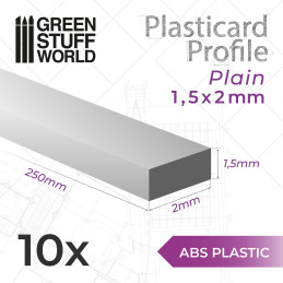 Plasticard PROFILÉ TIGE RECTANGULAIRE plein 1.5x2 mm | Profilé Carrée