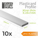 uPVC Plasticard - FLACHPROFILE Xtra-dünn 0,25x1 mm