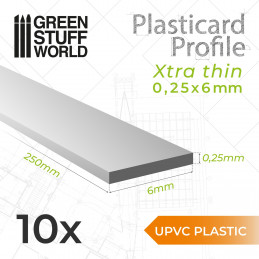 Perfil Plasticard uPVC - Ultra Finas 0.25mm x 6mm Plasticos Plasticard