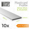 uPVC Plasticard - FLACHPROFILE Xtra-dünn 0.25mm x 6mm