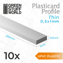 Profilato Plasticard uPVC - Sottile 0.50mm x 1mm | Profilati Piatti
