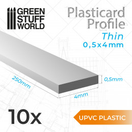 Profilato Plasticard uPVC - Sottile 0.50mm x 4mm | Profilati Piatti