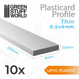 Profilato Plasticard uPVC - Sottile 0.50mm x 6mm