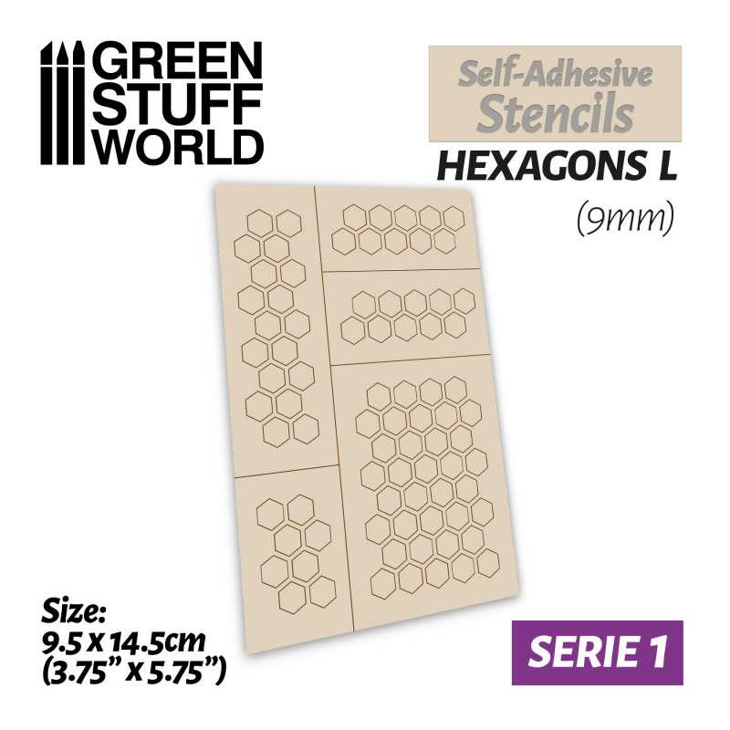 Plantillas autoadhesivas - Hexagonos L - 9mm Plantillas Aerografia Adhesivas