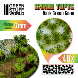 Shrubs TUFTS - 6mm self-adhesive - DARK GREEN | Blossom Tufts