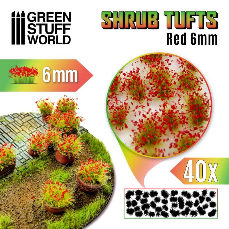 Shrubs TUFTS - 6mm self-adhesive - RED Flowers | Blossom Tufts