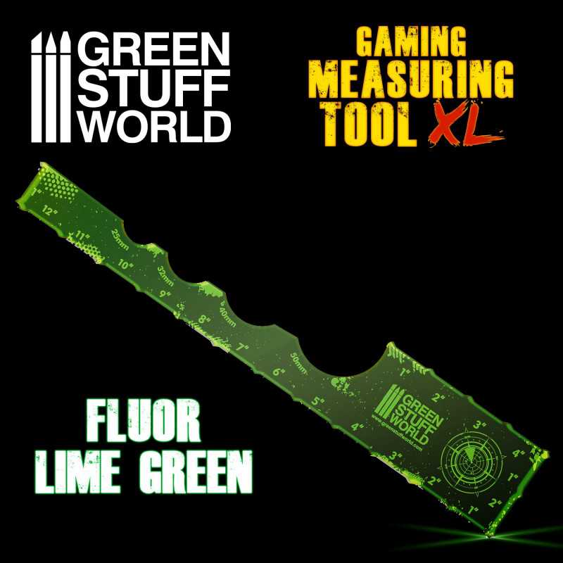 Gaming-Messwerkzeug - Fluor Lime Green 12 Zoll | Marker und Spiel Lineale