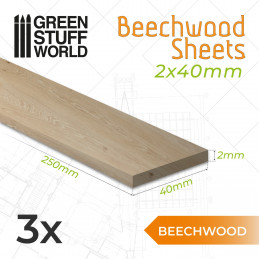 Beechwood sheet 2x40x250mm | Wood sheets