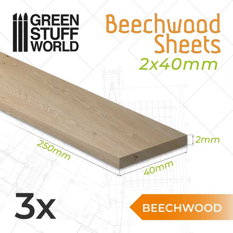 Feuille de bois de hêtre 2x40x250mm | Feuilles de bois
