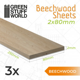 Beechwood sheet 2x80x250mm | Wood sheets