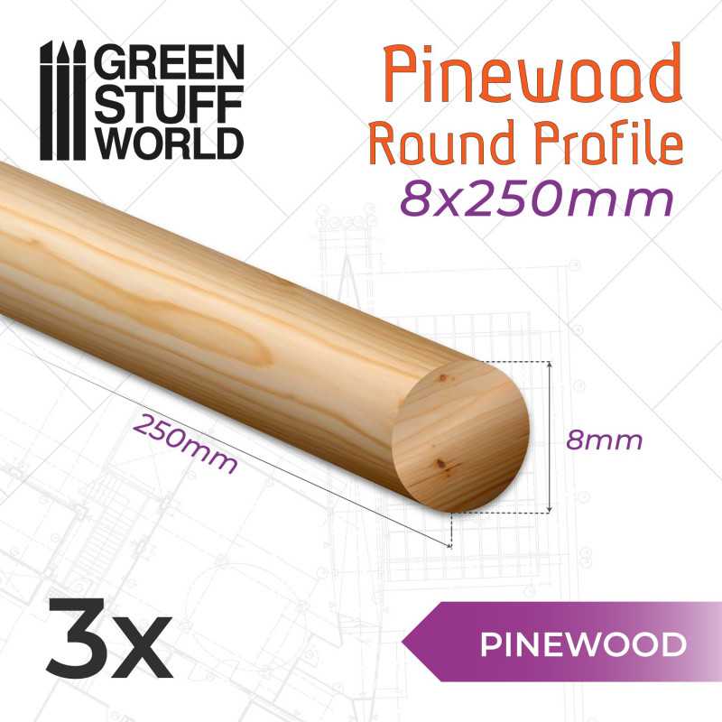 Pinewood round profile 8x250mm