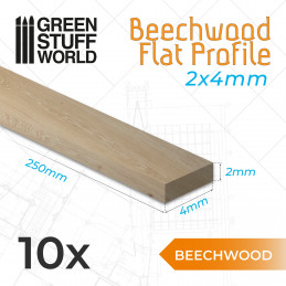 Beechwood flat profile - 4x250mm | Wood Profiles