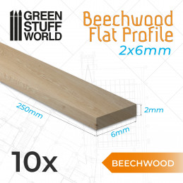 Beechwood flat profile - 6x250mm | Wood Profiles