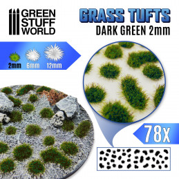 Grass TUFTS - 2mm self-adhesive - DARK GREEN | 2 mm Grass Tufts