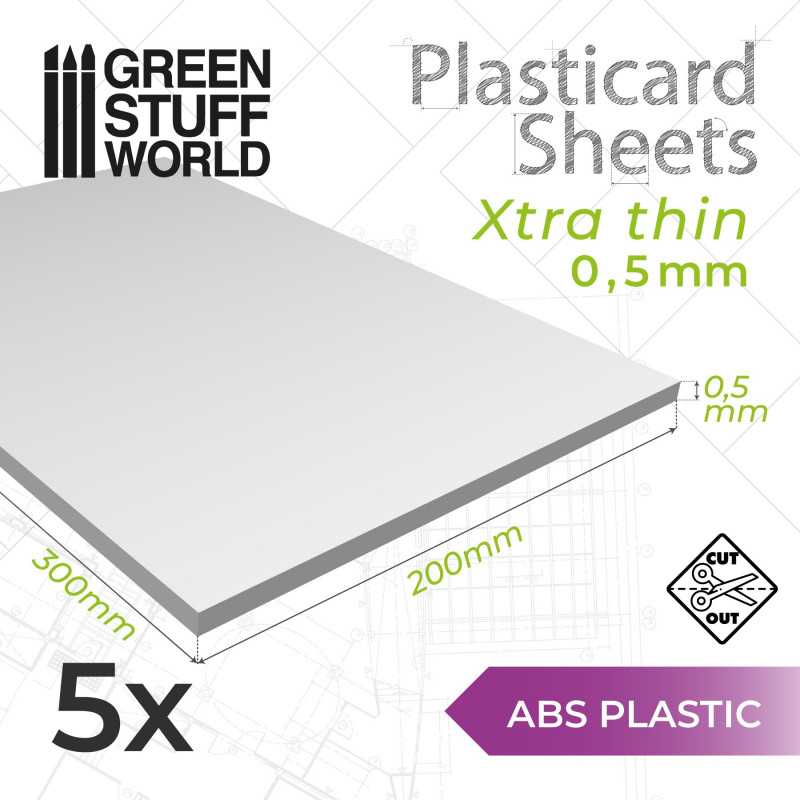 Plaque de Plasticard - 0'5 mm - COMBOx5 feuilles | Plaques Lisses
