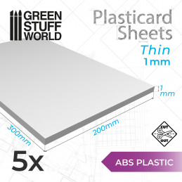 ABS Plasticard A4 - 1 mm COMBOx5 sheets | Plain Sheets