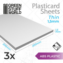 ABS Plasticard A4 - 1'5 mm COMBOx3 sheets | Plain Sheets