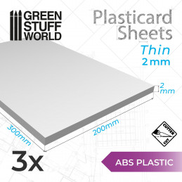 Plaque de Plasticard - 2 mm - COMBOx3 feuilles | Plaques Lisses