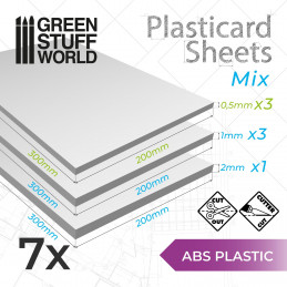 ABS Plasticard A4 - Variety 7 sheets pack | Plain Sheets