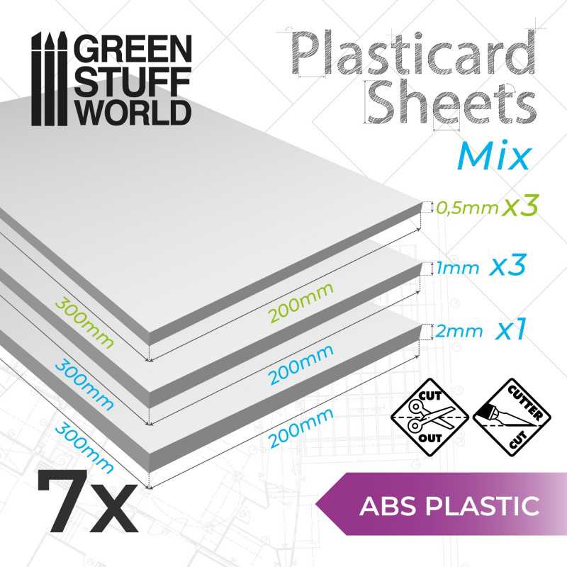Foglio Plasticard COMBO-MIX 7 lastre | Piastre e Fogli Lisci Foglio Plasticard COMBO-MIX 7 lastre | Piastre e Fogli Lisci