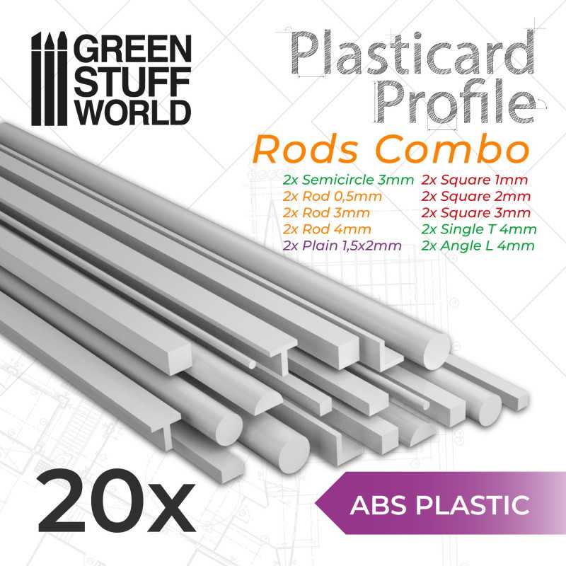 Green Stuff World ABS Plasticard - Profile - 20x Rods Variety Pack 920 –  Cobbco