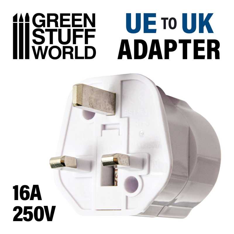 Adaptador enchufe UE-UK Blanco Adaptador de enchufe Adaptador enchufe UE-UK Blanco Adaptador de enchufe