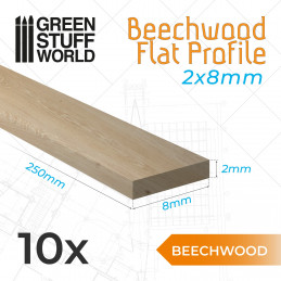 Beechwood flat profile - 8x250mm | Wood Profiles