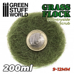 Static Grass Flock 9-12mm - COUNTRYSIDE SCRUB - 200 ml | 9-12mm static grass