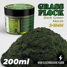 Static Grass Flock 2-3mm - DARK GREEN MARSH - 200 ml | 2-3mm static grass