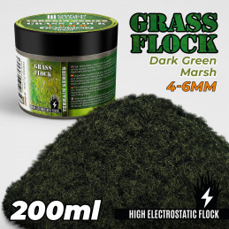 Static Grass Flock 4-6mm - DARK GREEN MARSH - 200 ml | 4-6 mm static grass