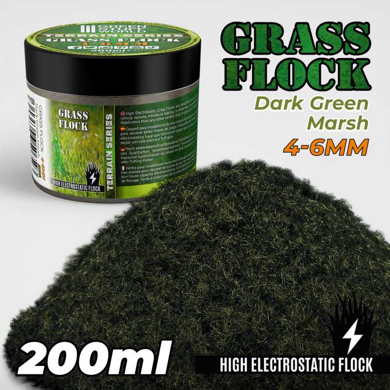 Static Grass Flock 4-6mm - DARK GREEN MARSH - 200 ml