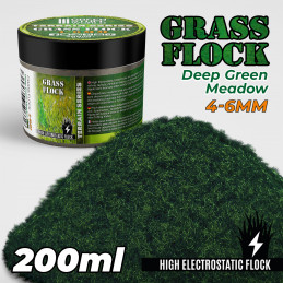 Static Grass Flock 4-6mm - DEEP GREEN MEADOW - 200 ml | 4-6 mm static grass
