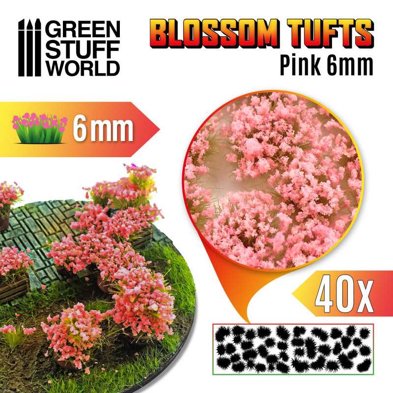 Touffes de Fleurs - 6mm - Auto-Adhésif - ROSE | Touffes d'herbes fleuries