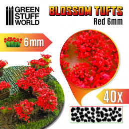 Blossom TUFTS - 6mm self-adhesive - RED Flowers | Blossom Tufts