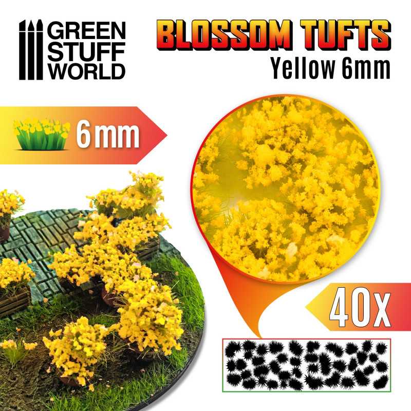 Touffes de Fleurs - 6mm - Auto-Adhésif - Fleurs JAUNES | Touffes d'herbes fleuries