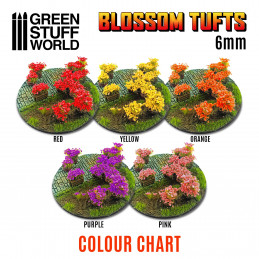 Touffes de Fleurs - 6mm - Auto-Adhésif - Fleurs JAUNES | Touffes d'herbes fleuries