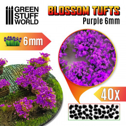Blossom TUFTS - 6mm self-adhesive - PURPLE Flowers | Blossom Tufts