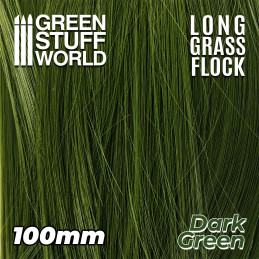 Langes Gras Flock 100mm - DunkelGrün | Langes Gras Flock
