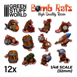 Set en résine RATS BOMBE | Animaux