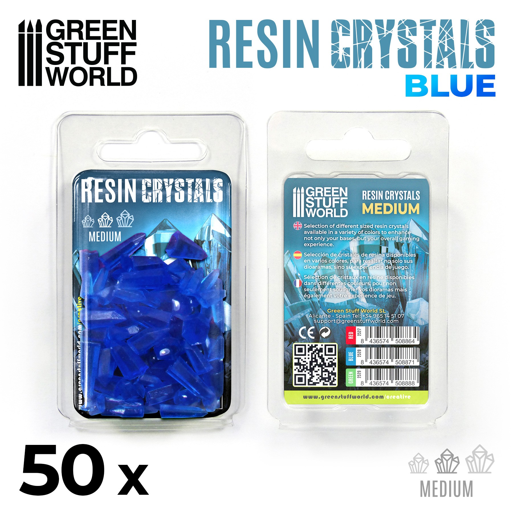 Designs Clear Deep Blue Small of 3 Resin Crystals 25x Mixed 12-13mm 