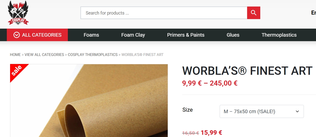 cosplayshop.be Worbla