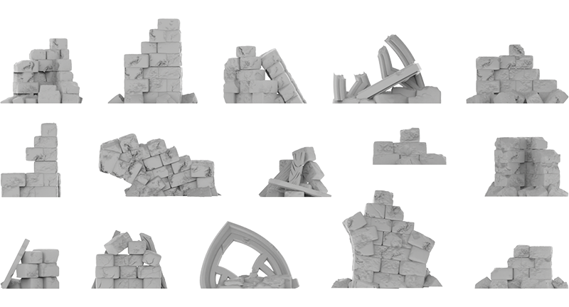 Stone wall ruins 1:48