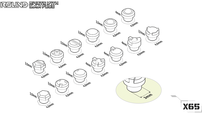 Builder parts - Round Rivets with 3 mm Pegs