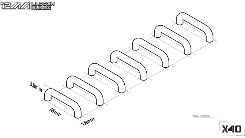Builder parts - 12 mm Ladder Rungs