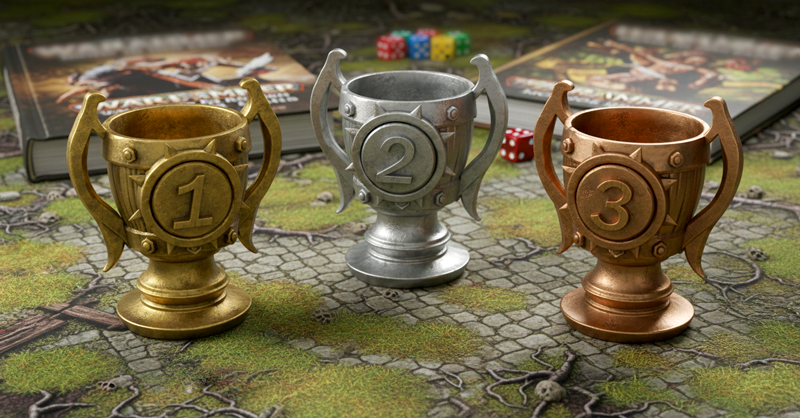 Wargames tournament trophy printed in ABS-like resin + Wooden display plinth